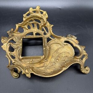 Vintage Brass Metal Ink Well Art Nouveau Ornate Desk Fountain Pen Holder